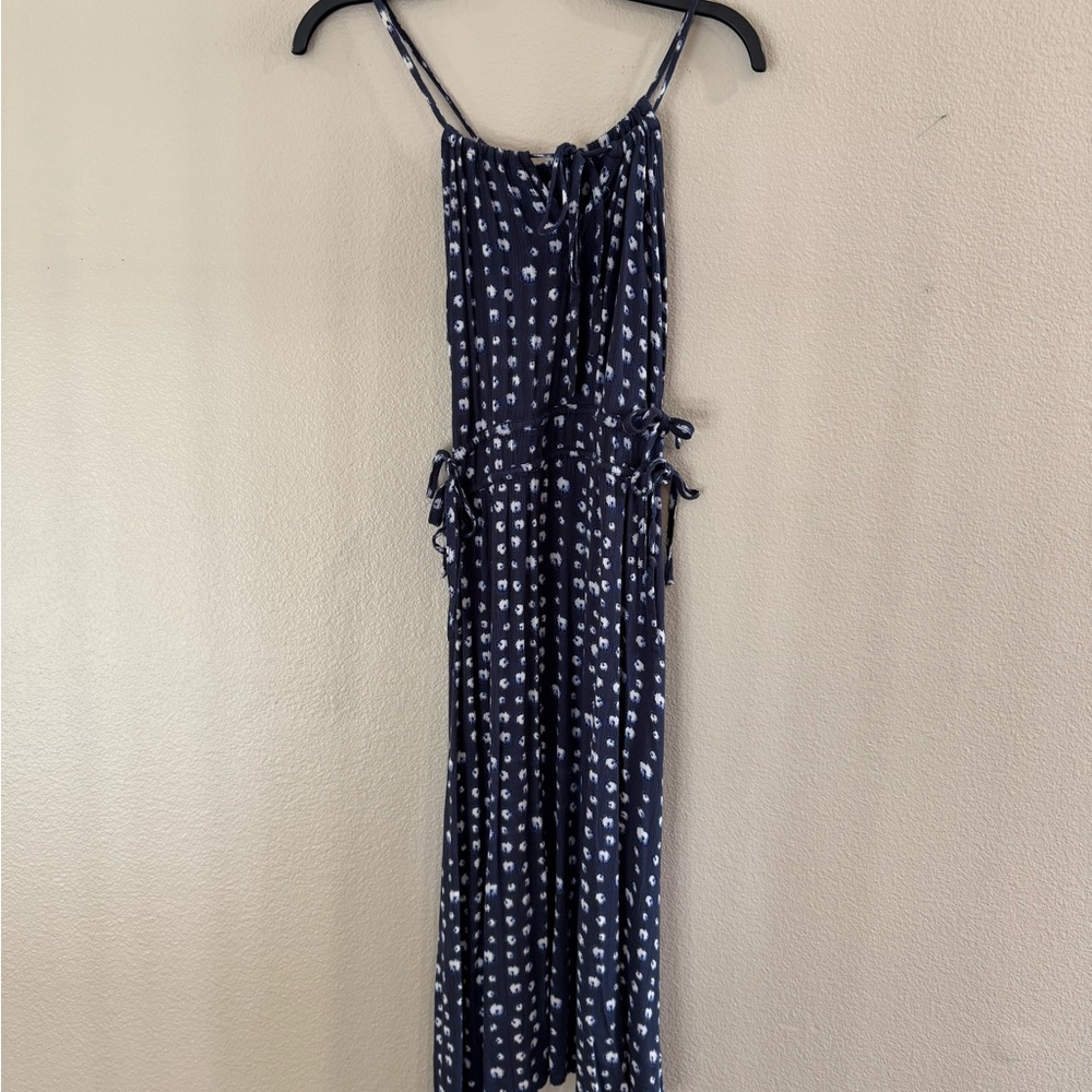 Navy and White Polka Dot Dress size medium by SisstRevolution